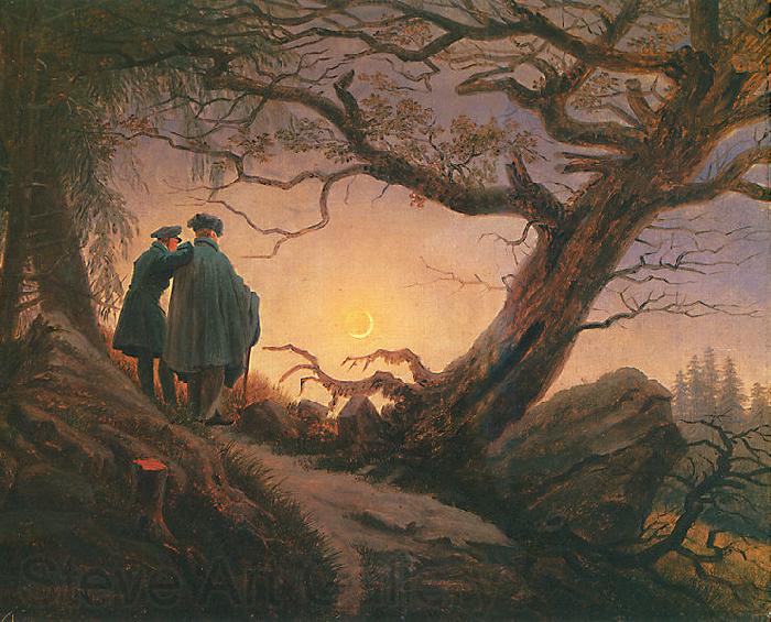 Caspar David Friedrich Zwei Manner in Betrachtung des Mondes France oil painting art